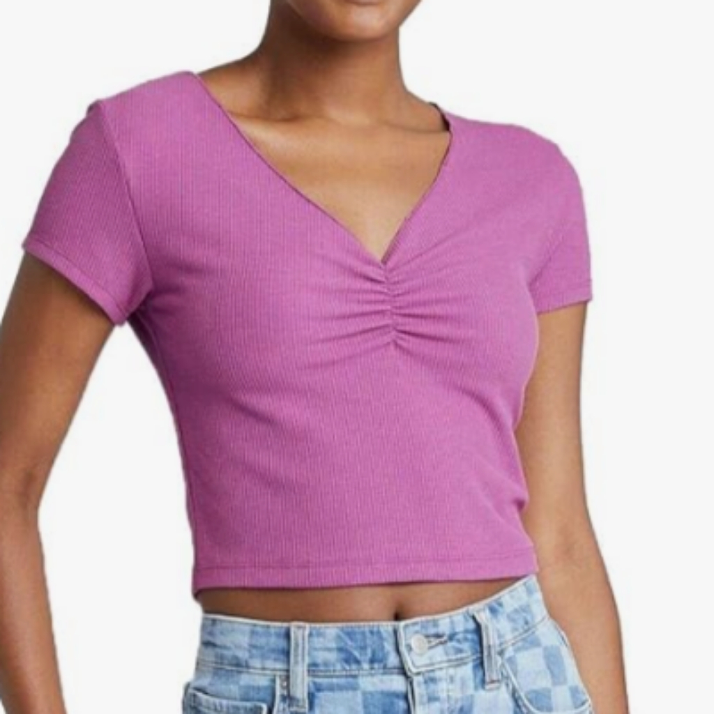 Nwot "Wild Fable" Purple Waffel Synched Neck Top